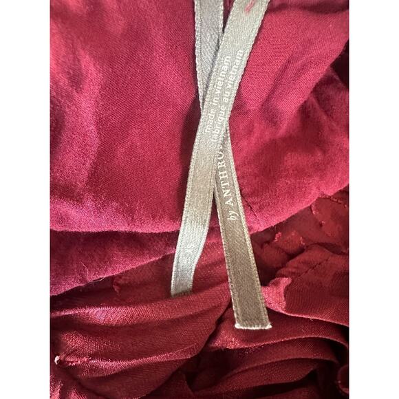 by Anthropologie Toulon Pleated Mini Dress Boho Holiday Burgundy Maroon Size XS - Picture 3 of 12